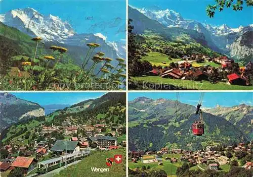 AK / Ansichtskarte  Wengen__BE Panorama Bahnhof Seilbahn