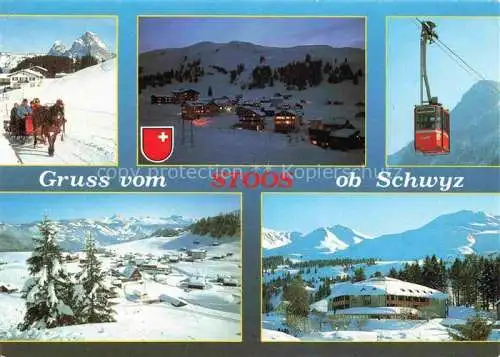 AK / Ansichtskarte  Stoos_SZ Pferdeschlitten Panorama Seilbahn Winteridylle