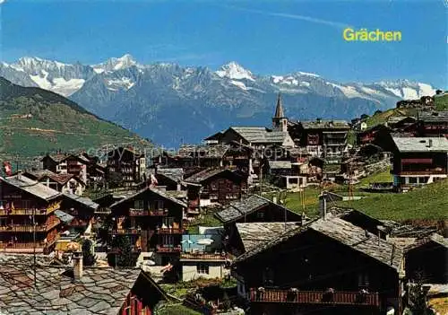 AK / Ansichtskarte  Graechen_Visp_VS Panorama mit Nesthorn und Aletschhorn