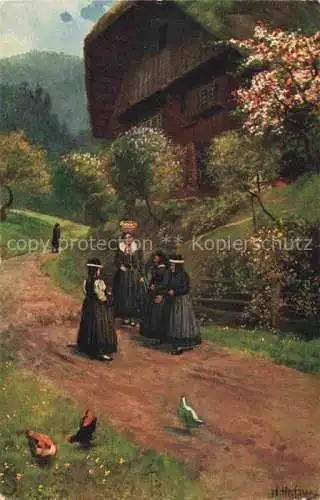 AK / Ansichtskarte  Hoffmann__Heinrich_Kuenstlerkarte_Sueddeutschland_Alsace Nach dem Kirchgang St.Georgen