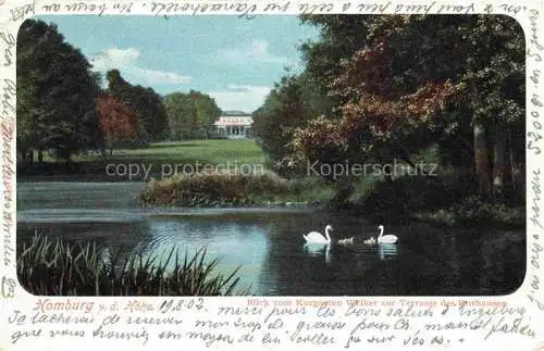 AK / Ansichtskarte  Homburg__BAD_HOMBURG Blick vom Kurgarten-Weiher zur Terrasse des Kurhauses