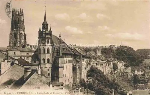 AK / Ansichtskarte  Fribourg__FR Cathédrale et Hôtel de Ville