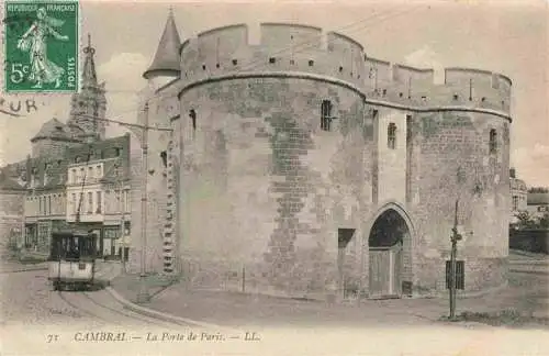 AK / Ansichtskarte  Strassenbahn_Tramway-- la Port de Paris Cambrai 