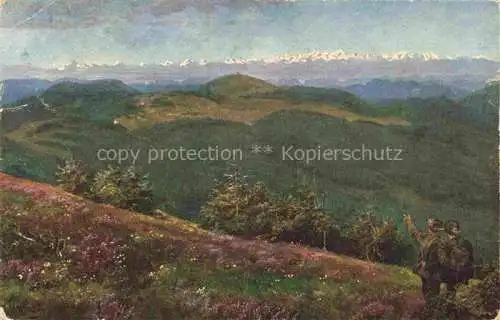 AK / Ansichtskarte  Hoffmann__Heinrich_Kuenstlerkarte_Sueddeutschland_Alsace Feldberg blich auf Herzogenhorn und Alpenfete