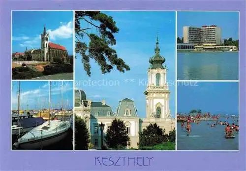 AK / Ansichtskarte  Keszthely_Kesztely_Balaton_Plattensee_HU Teilansichten Kirche Hotel Hafen Strand