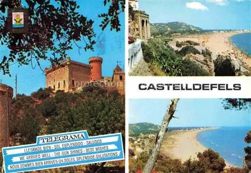 AK / Ansichtskarte  Castelldefels_BARCELONA_Cataluna_ES Castillo y vistas de la playa