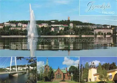 AK / Ansichtskarte  Jyvaeskylae Ansicht vom Wasser aus Fontaene Bruecke Kirche