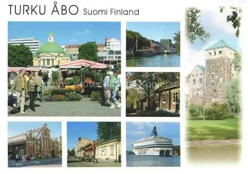 AK / Ansichtskarte  Turku_Abo_Suomi Teilansichten Markt Faehre Hafen