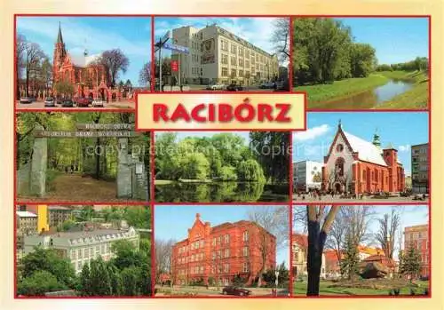 AK / Ansichtskarte  Raciborz_Ratibor_PL Kosciol Jana Chcrziciele Bulwary nadodrzanskie Morawskiej Park im Miasta Roth Kosciol sw Jakuba Zespol Szkol Zawodowych Plac Wolnosci