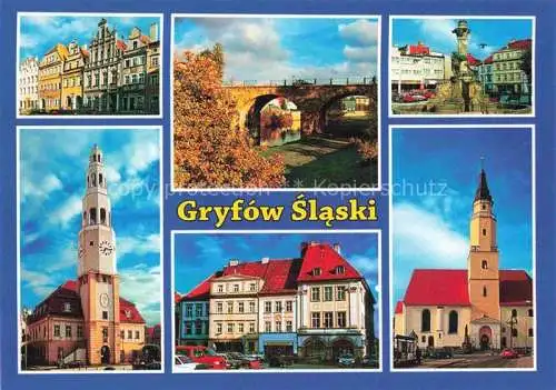 AK / Ansichtskarte  Gryfow_Slaski_Greifenberg_PL Ortspartien Bruecke Kirchen