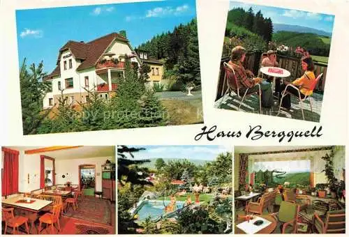 AK / Ansichtskarte  Weringhausen_Finnentrop Pension Rasche Haus Bergquell Gastraeume Terrasse Pool