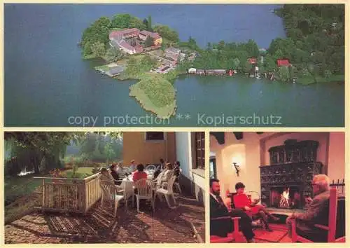 AK / Ansichtskarte  Teupitz Schlosshotel Teupitz Fliegeraufnahme Terrasse Kaminzimmer