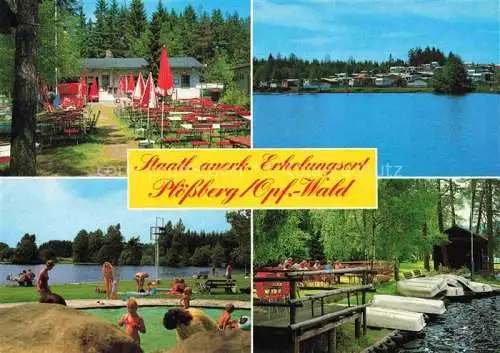 AK / Ansichtskarte  Ploessberg_Oberpfalz Gaststaette Freibad Panorama Bootsliegeplatz