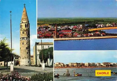 AK / Ansichtskarte  Caorle_Veneto_IT Il campanile antico Panorama La spiaggia e dal mare