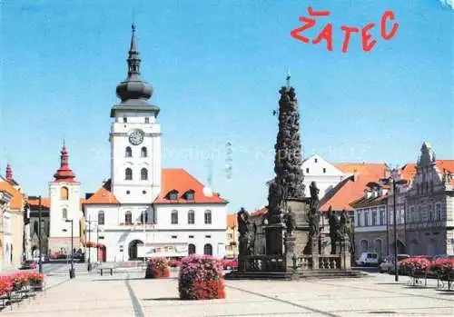 AK / Ansichtskarte  Zatec_Saaz_CZ Kirche Stadtplatz