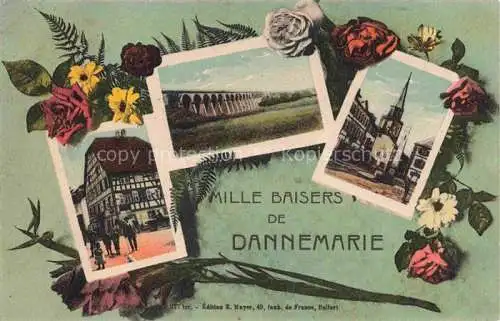 AK / Ansichtskarte  DANNEMARIE__Dammerkirch_Alsace_68_Haut-Rhin Mille baisers de la ville Maison Alsacienne Pont Eglise des fleurs