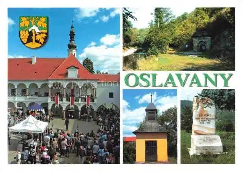 AK / Ansichtskarte  Oslavany_Oslawan_CZ Historicke slavnosti Dedicna stola tech pamatka zvonicka v Padochove Pamatnik tezby tuhli