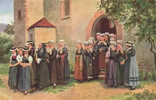 AK / Ansichtskarte  Hoffmann__Heinrich_Kuenstlerkarte_Sueddeutschland_Alsace Kirchgang im Schwarzwald