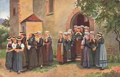 AK / Ansichtskarte  Hoffmann__Heinrich_Kuenstlerkarte_Sueddeutschland_Alsace Kirchgang im Schwarzwald