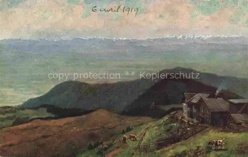 AK / Ansichtskarte  Hoffmann__Heinrich_Kuenstlerkarte_Sueddeutschland_Alsace Gasthaus Beichenkopf mit blich auf Alpen Molkenrain Hartmannsweilkopf