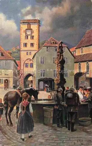 AK / Ansichtskarte  Hoffmann__Heinrich_Kuenstlerkarte_Sueddeutschland_Alsace Leben und Treiben am Marktplatz zu Rappoltsweiler 