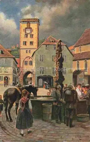 AK / Ansichtskarte  Hoffmann__Heinrich_Kuenstlerkarte_Sueddeutschland_Alsace Leben und Treiben am Marktplatz zu Rappoltsweiler