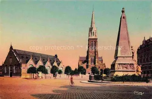 AK / Ansichtskarte  Armentieres_59_Nord Eglise St Wast Monument aux Morts et les Halles