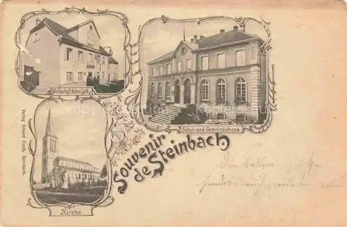 AK / Ansichtskarte  Steinbach_68_Haut-Rhin Wirtschaft Anton Guth Kirche Schul und Gemeindehaus