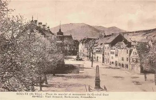 AK / Ansichtskarte  Soultz_Elsass_Sulz_Guebwiller_68_Haut-Rhin Place du marché Monument du Général Buat et les Vosges