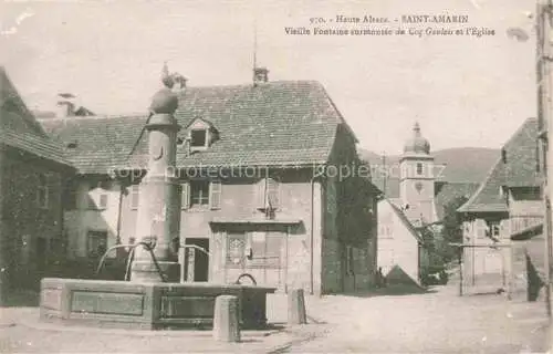 AK / Ansichtskarte  Saint-Amarin_St-Amarin_Alsace_68_Haut_Rhin Vieille fontaine du Coq Gaulois Eglise