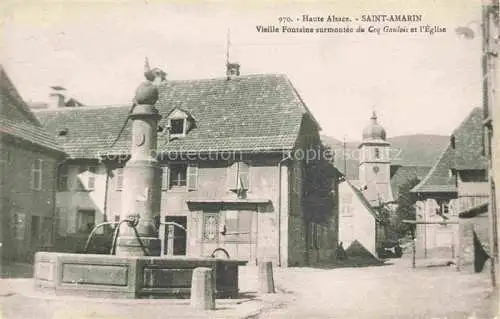 AK / Ansichtskarte  Saint-Amarin_St-Amarin_Alsace_68_Haut_Rhin Vieille fontaine surmontée du Coq Gaulois Eglise