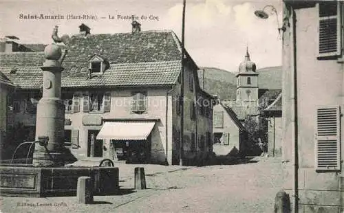 AK / Ansichtskarte  Saint-Amarin_St-Amarin_Alsace_68_Haut_Rhin La Fontaine du Coq Eglise