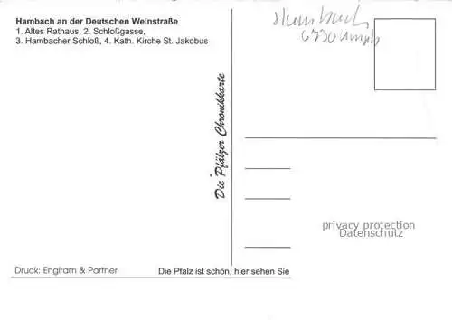 AK / Ansichtskarte  Hambach__Neustadt_Weinstrasse Altes Rathaus Schlossgasse Hambacher Schloss Kath Kirche St Jakobus