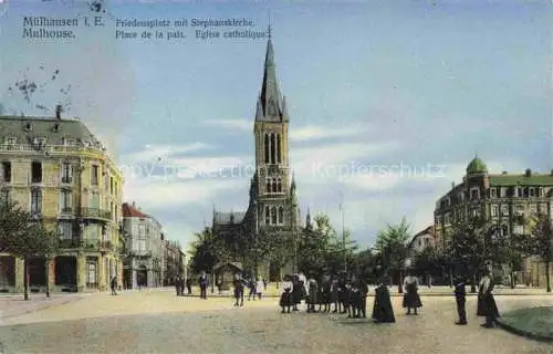 AK / Ansichtskarte  MULHOUSE Muehlhausen 68 Alsace Friedensplatz mit Stephanskirche