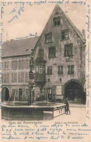 AK / Ansichtskarte  Ammerschweier Ammerschwihr 68 Haut-Rhin Rathaus mit Marktplatz