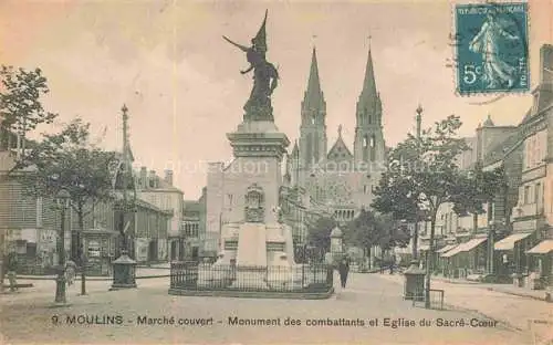 AK / Ansichtskarte  Moulins  03 Allier Marché couvert Monument des combatants Eglise du Sacré Coeur