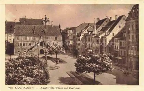 AK / Ansichtskarte  Muelhausen Elsass Adolf Hitler Platz mit Rathaus