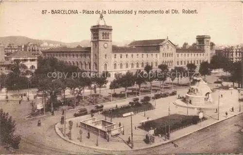 AK / Ansichtskarte  BARCELONA Cataluna ES Plaza de la Universidad y Monumento al Dtr. Robert