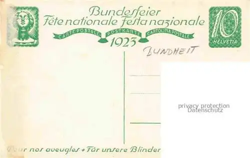 AK / Ansichtskarte  Hugentobler J. E. Kuenstlerkarte Bundheit Gedenket der Blinden Bundesfeier
