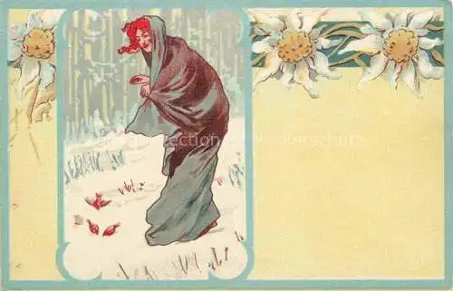 AK / Ansichtskarte  Jugendstil Frau Winter Litho