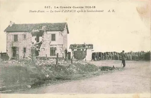 AK / Ansichtskarte  Aspach Aspach-le-Haut Oberaspach Thann 68 Haut-Rhin La Gare d'Aspach apres le bombardement Grande Guerre 1914