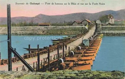 AK / Ansichtskarte  Chalampe Mulhouse 68 Haut-Rhin Pont de bateaux sur le Rhin et vue sur la Foret Noire