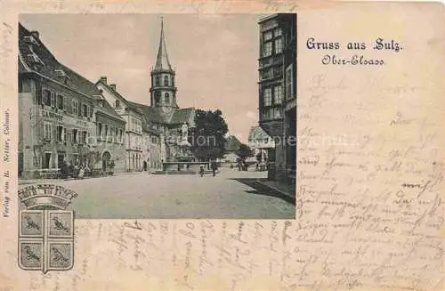 AK / Ansichtskarte  Sulz Guebwiller Soultz Elsass 68 Haut-Rhin Marktplatz mit Brunnen