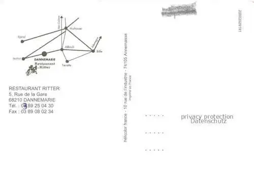 AK / Ansichtskarte  DANNEMARIE  Dammerkirch Alsace 68 Haut-Rhin Restaurnt Ritter Vue aerienne