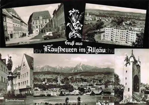 AK / Ansichtskarte  Kaufbeuren Rathaus Panorama Neptunbrunnen Ortsansicht Fuenfknopfturm