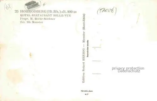 AK / Ansichtskarte  Hohrodberg Munster Alsace 68 Haut Rhin Hotel Restaurant Belle Vue