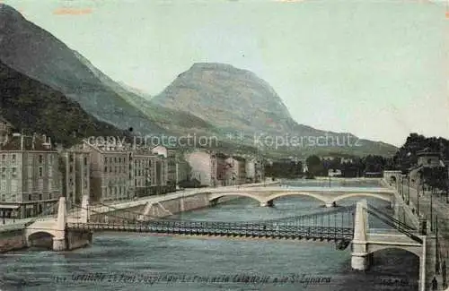 AK / Ansichtskarte  GRENOBLE 38 Le Pont Suspendu Le Pont de la Citadelle et le St Lynard