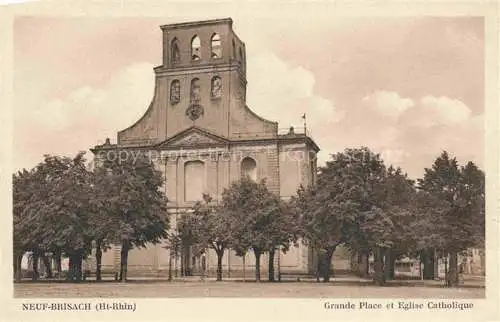 AK / Ansichtskarte  Neuf-Brisach Neu-Breisach 68 Haut-Rhin Grande Place et Eglise Catholique