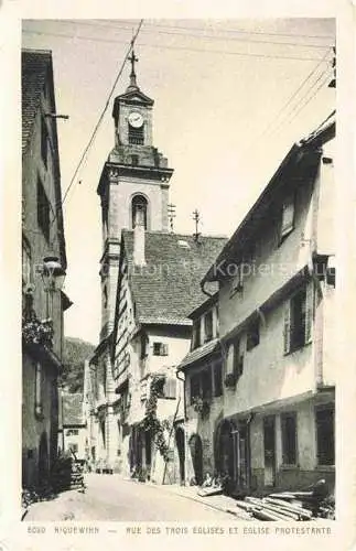 AK / Ansichtskarte  Riquewihr Ribeauville 68 Haut Rhin Rue des Trois Eglises et Eglise Protestante