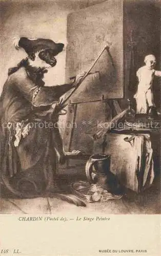 AK / Ansichtskarte  Chardin Jean-Baptiste-Simeon Kuenstlerkarte Nr. 148 Le Singe Peintre